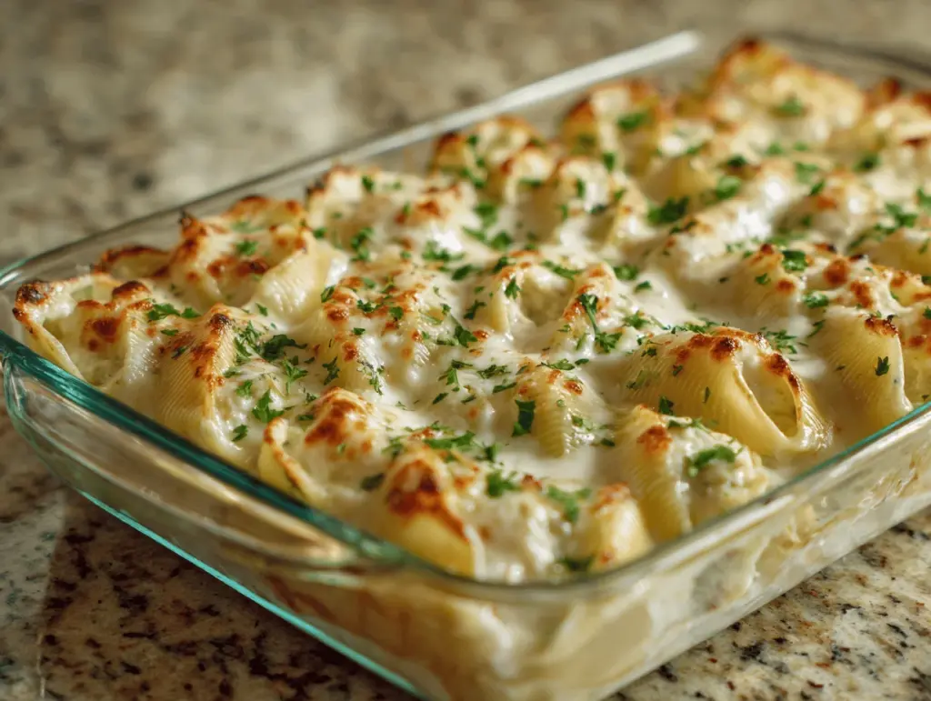 chicken alfredo stuffed shells - featured image