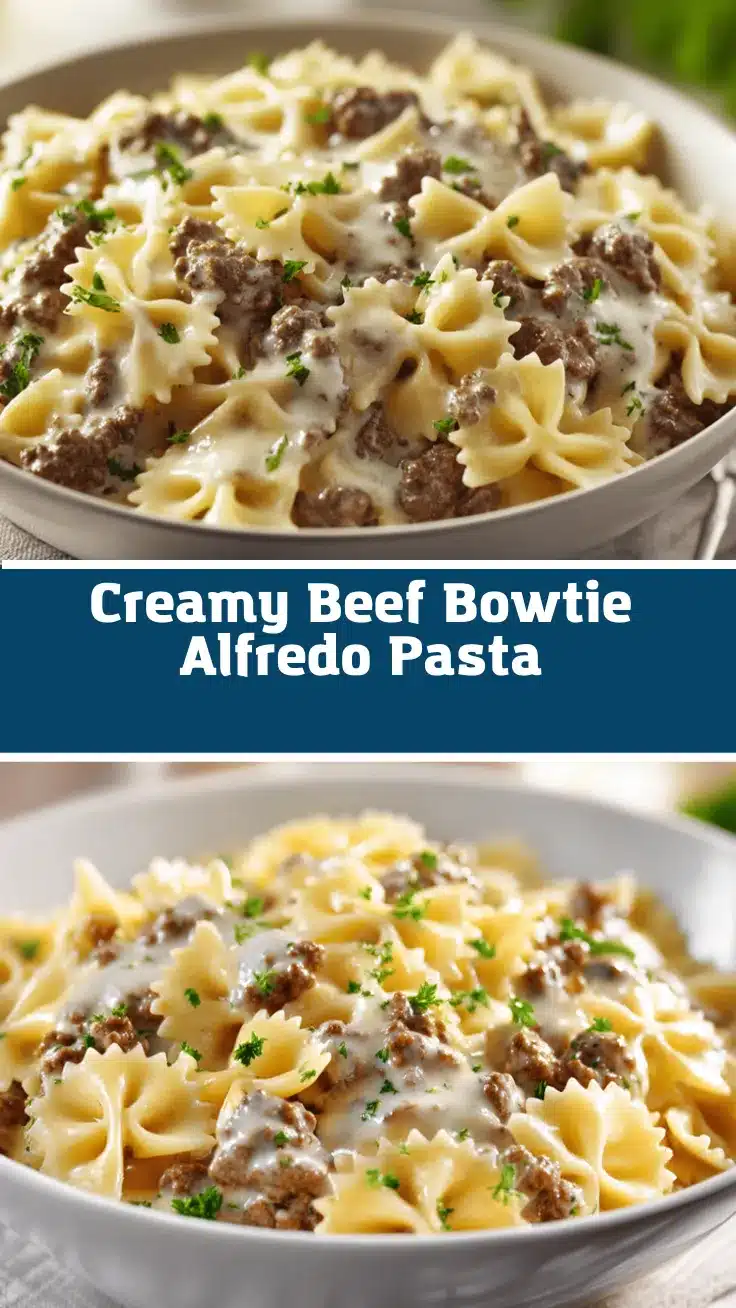 creamy beef and bowtie pasta alfredo recipe