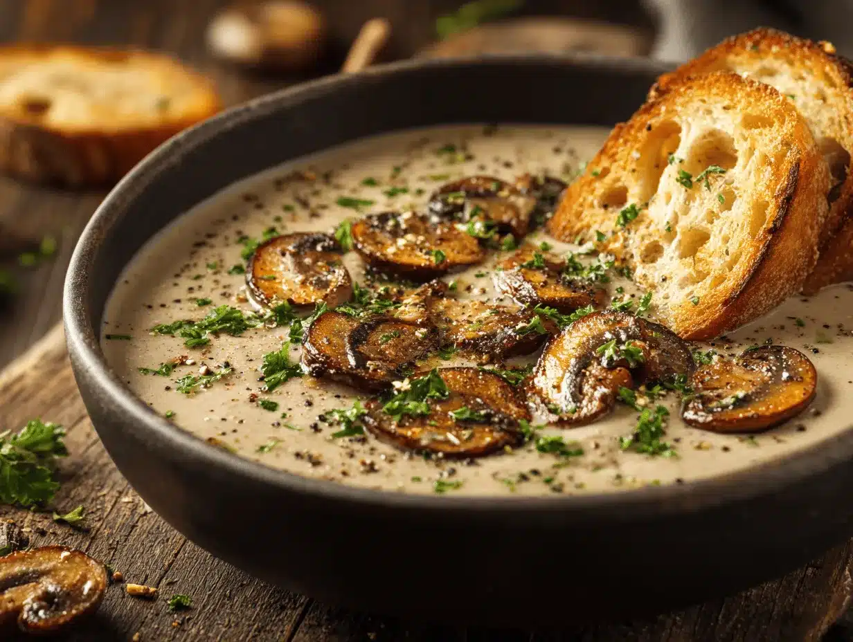creamy mushroom soup preparation steps